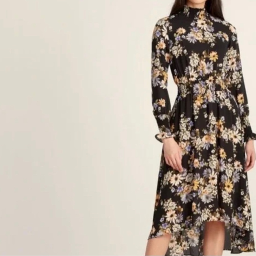 Nanette Lepore Black Floral Long Sleeve Dress